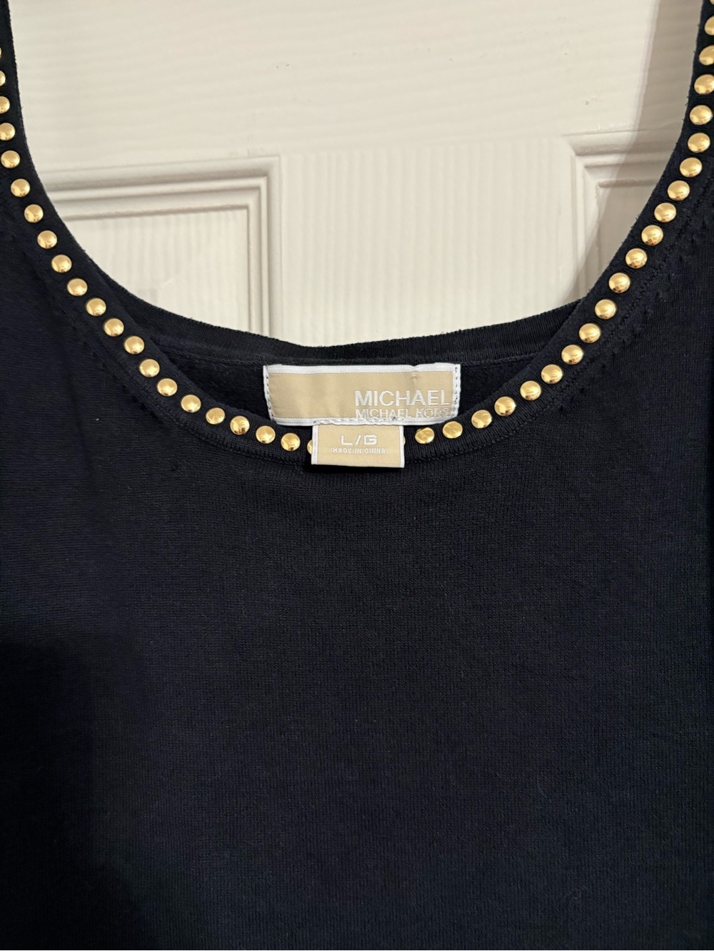 Michael Kors Black Tank with Gold Stud Neckline